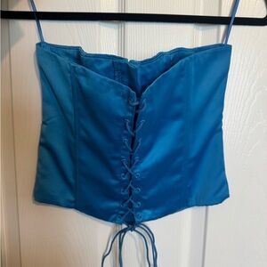 Blue Satin Corset Top